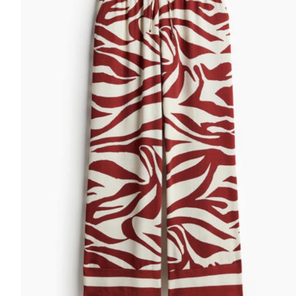 NWT Red and White Zebra Print wide cut Trousers